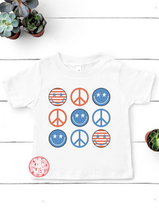 Peace Sign Patriotic Smiley Baby/Toddler/Youth Tee