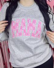 Pink Checkered Mama Applique Embroidered Crewneck Pullover: 2XL
