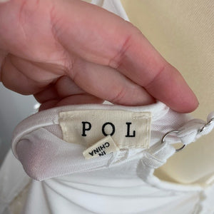 POL White Boho Lace Tie Side Tank Top