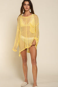 Loose Fit See through Boat Neck Sweater