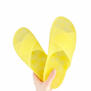 Sunshine Bright Yellow Criss Cross Slide Sandals