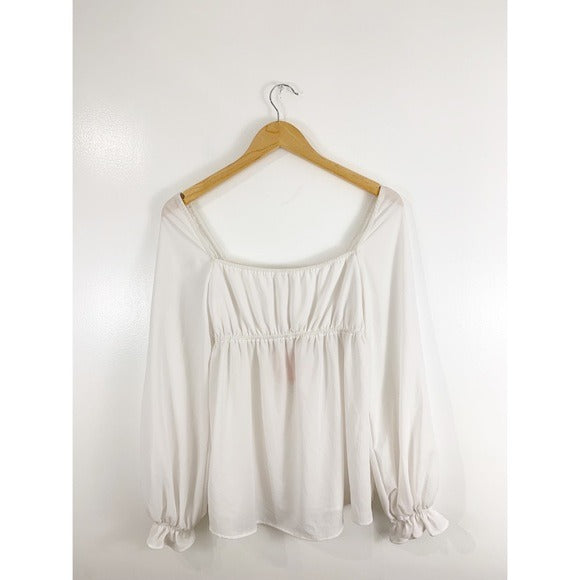 Show Me Your Mumu White Long Sleeve Blouse Size Small
