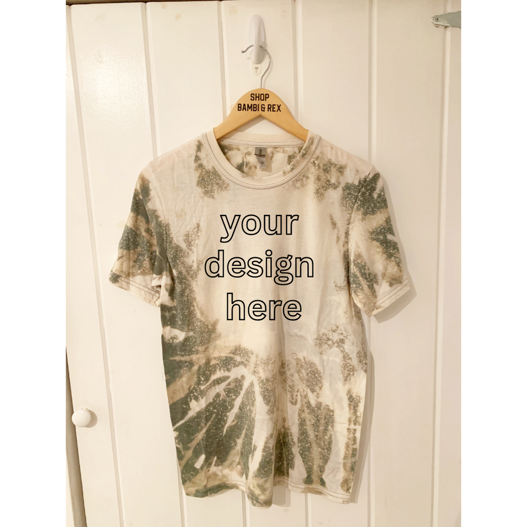 You Pick Design Bleached T Shirt Military Green Small